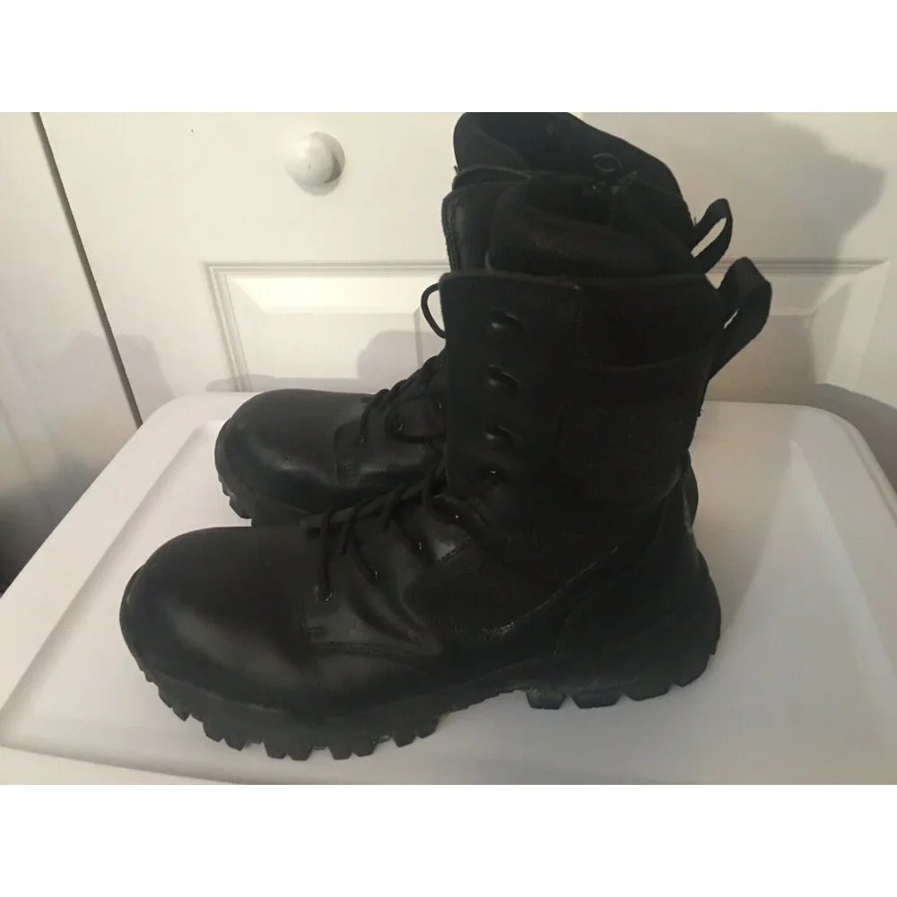 HY-TEST STEEL‎ TOE  Safety Side Zip/lace BLACK LEATHER BOOTS Men’s Sz 11.5 M
